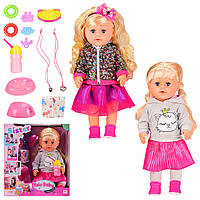 Лялька функціональна з волоссям, горщик, пляшечка, гребінець, заколочки, шарнірні коліна