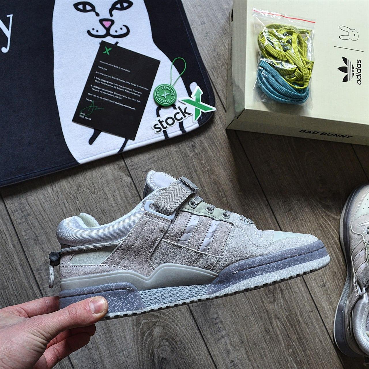 Чоловічі кросівки Adidas Bad Bunny Forum Buckle Low Orbit Gray Адіас сірі текстиль шкіра замша демісезон