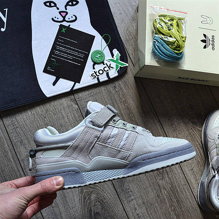 Чоловічі кросівки Adidas Bad Bunny Forum Buckle Low Orbit Gray Адіас сірі текстиль шкіра замша демісезон, фото 1
