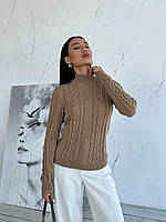Женский теплый свитер с шерстью и узорной вязкой коса (р. 42-46) 9KF3287