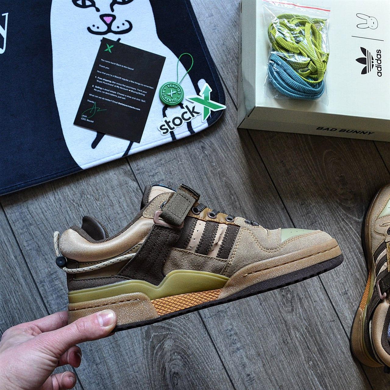Чоловічі кросівки Adidas Bad Bunny Forum Buckle Low The First Café Адідас сірі текстиль шкіра замша демісезон