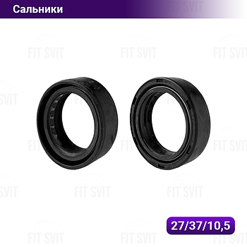 Сальники передньої вилки Альфа, Актив, Honda Dio 27*37*10,5, комплект 2 шт