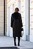 Чорне довге жіноче зимове кашемірове двобортне пальто з поясом, фото 6