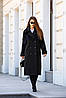 Чорне довге жіноче зимове кашемірове двобортне пальто з поясом, фото 5