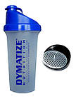 Шейкер 0,7 л. Dymatize Nutrition прозорий із синьою кришкою, фото 4