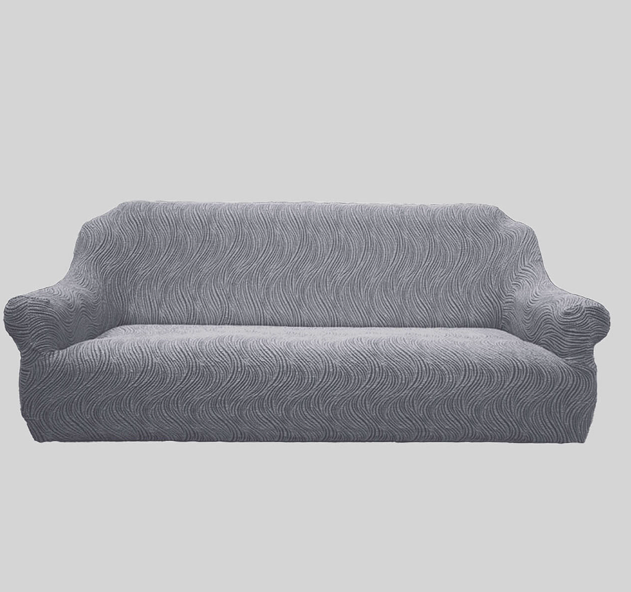 Чохли для диванів без спідниці на 3-х місний жакардовий, захисний чохол на диван натяжні хороше Світло сірий, фото 1