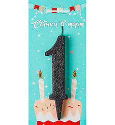 Чорний із блискітками 6 см