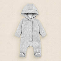 Комбінезон із теплої тканини на флісі однотонного сірого кольору
