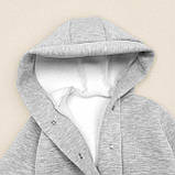 Комбінезон із теплої тканини на флісі однотонного сірого кольору, фото 2