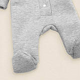 Комбінезон із теплої тканини на флісі однотонного сірого кольору, фото 4