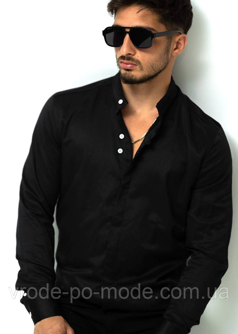 Стильна ошатна сорочка чорна с довгим рукавом, під джинси, виробництво Туреччина, великий асортимент