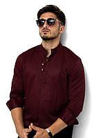 Стильная нарядная рубашка бордовая с длинным рукавом Турция, большой ассортимент
