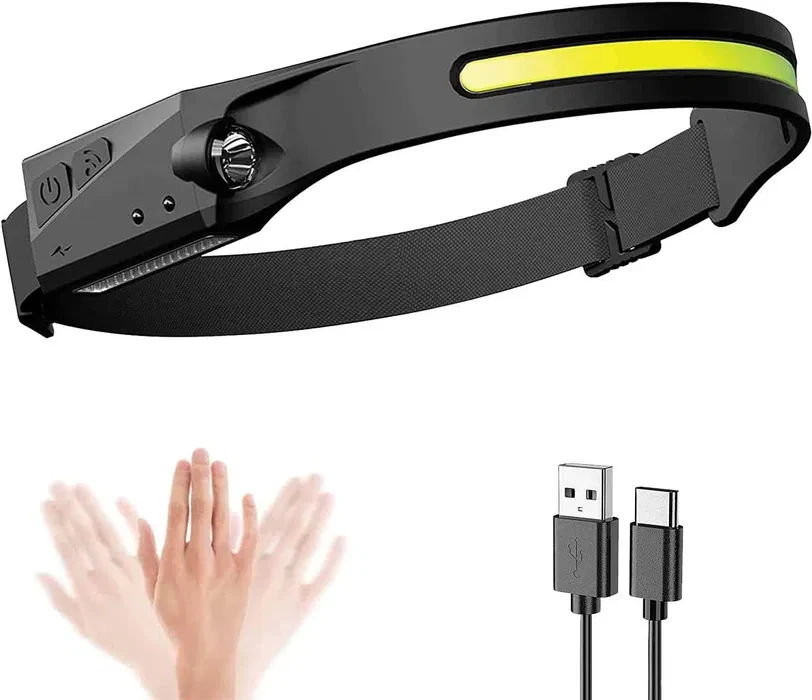 Налобний акумуляторний ліхтарик Чорний 1200 mAh 350 Lm Акумуляторний ліхтарик на лоб Головний ліхтар, фото 1