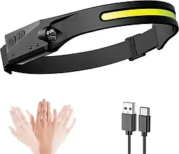 Налобний акумуляторний ліхтарик Чорний 1200 mAh 350 Lm Світлодіодний налобний ліхтарик