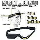 Налобний акумуляторний ліхтарик Чорний 1200 mAh 350 Lm Акумуляторний ліхтарик на лоб Головний ліхтар, фото 2