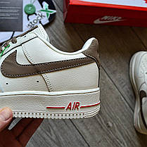 Чоловічі кросівки Nike Air Force 1 Low Essential Beige Brown mocco Найк Аір Форс бежеві шкіра, фото 6