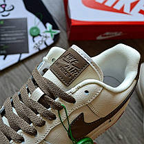 Чоловічі кросівки Nike Air Force 1 Low Essential Beige Brown mocco Найк Аір Форс бежеві шкіра, фото 3