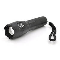 Ліхтар ручний PIPO XML-T6, 1LED Cree T6, 3W, 5 режимів, ZOOM, 18650/2800mah (перехідник 3*AAA), Black, IP44,