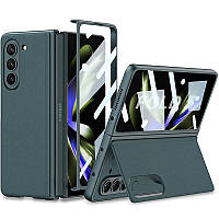 Кожаный чехол GKK 360 + Glass с подставкой для Samsung Galaxy Z Fold5 SND