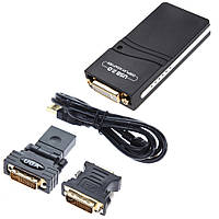 Конвертер USB 2.0 to HDMI/VGA/DVI, Black, Box