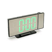 Електронний годинник VST-896 Дзеркальний дисплей, з датчиком температури та вологості, будильник, живлення від