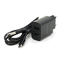 Набір BOROFONE BA53A СЗУ 1xUSB+ кабель Micro, 2.1A, 1м, Black, Blister-box