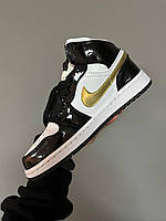 Кроссовки, кеды отличное качество Nike Air Jordan 1 Retro Mid Patent Golden Black Размер 36