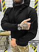 Куртка демісезонна чорна з капюшоном липучки для шевронів, фото 8