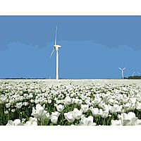 Картина по номерам Strateg Ветряк в поле цветов 40х50 см DY089