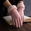 Рожеві жіночі,стильні,зимові рукавички з сенсором для телефону. жіночі рукавички. Сенсорні, фото 5