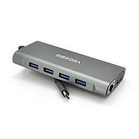 Хаб-конвертор VEGGIEG TC11-S Type-C (тато) на Type-C(мама) + USB3.0*3(мама) + HDMI(мама) + jack3.5(мама) +