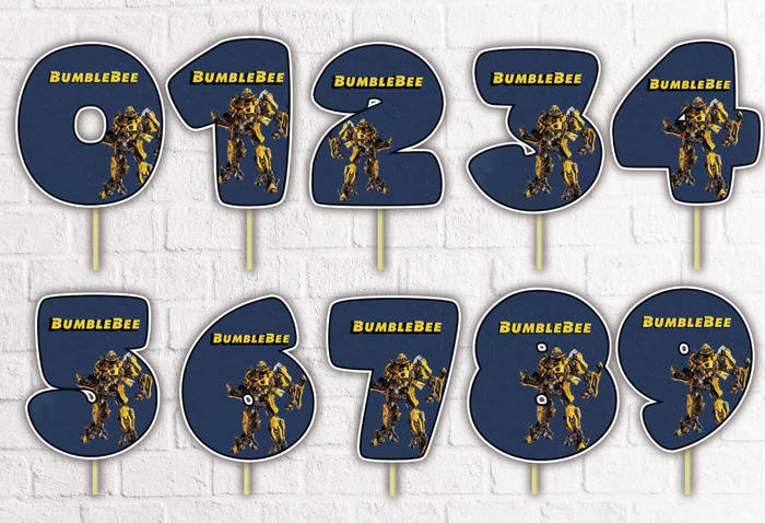 Топпер-цифра "Трансформеры Бамблби" (до 10см цифра) вырубка (1шт ...