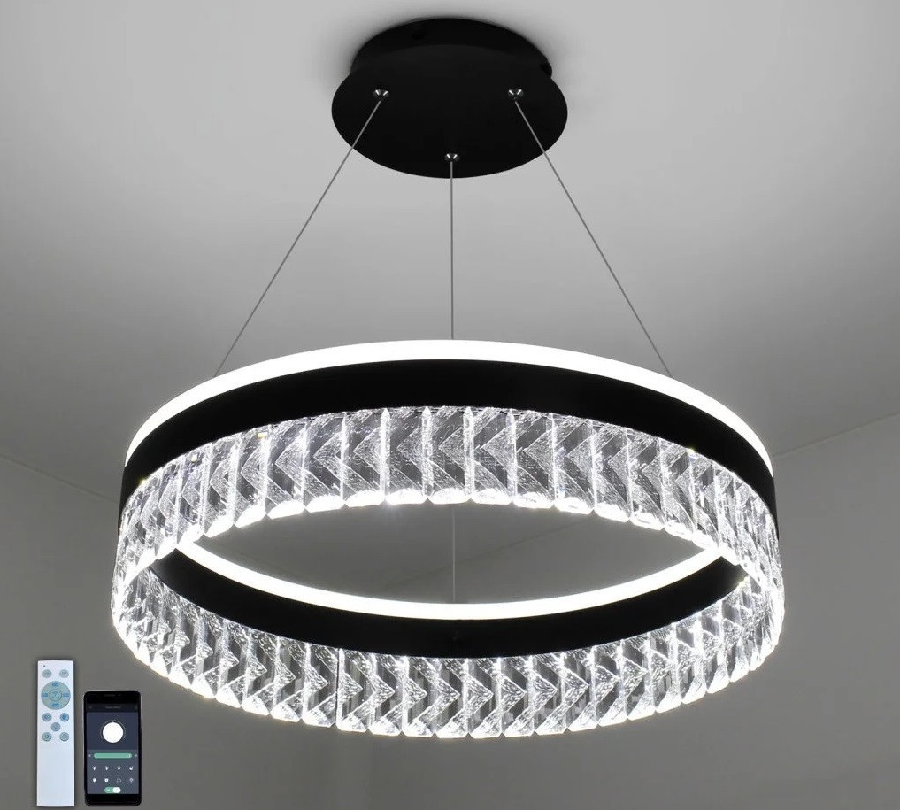 Керована світлодіодна люстра CARINA 90W R-APP- 500x1200-BLACK/CLEAR- 220-IP20, фото 1