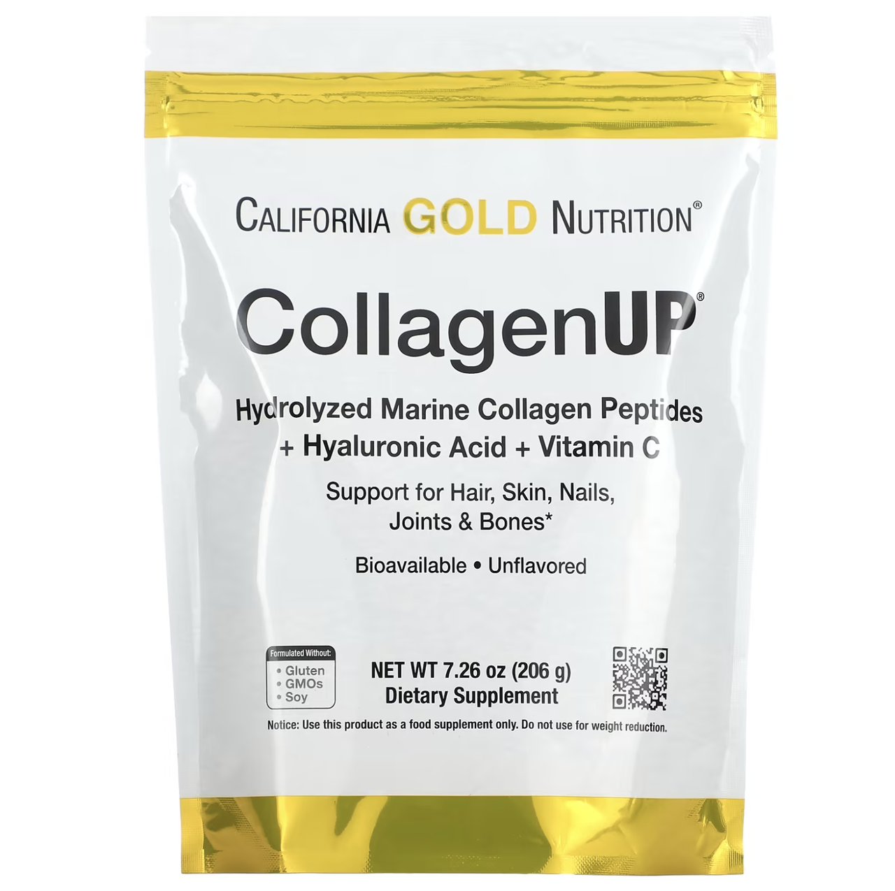 Колаген з додаванням гіалуронової кислоти та вітаміну С, California Gold Nutrition Collagenup 5000 206 грамів, фото 1
