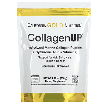 Колаген з додаванням гіалуронової кислоти та вітаміну С, California Gold Nutrition Collagenup 5000 206 грамів
