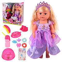 Лялька функціональна з волоссям, горщик, пляшечка, гребінець, заколочки, шарнірні коліна