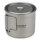 Кружка титанова зі складними ручками та кришкою Lixada 550 мл та ложка з титану складана, набір титанового посуду, фото 2