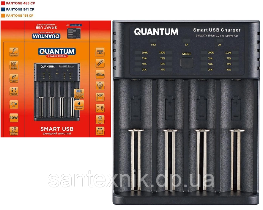 Зарядний пристрій Quantum QM-BC4040 універсальний на 4-slot USB, фото 1