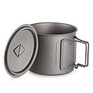 Кружка титанова зі складними ручками та кришкою Lixada 550 мл та ложка з титану складана, набір титанового посуду, фото 6