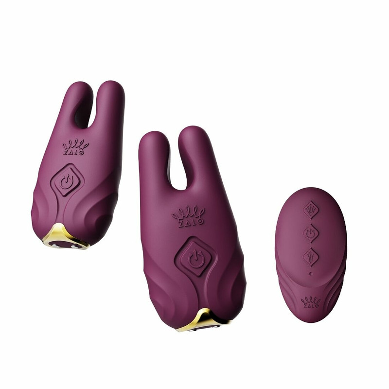 Cмарт віброзатискачі для сосків з пультом ДУ Zalo Nave Velvet Purple