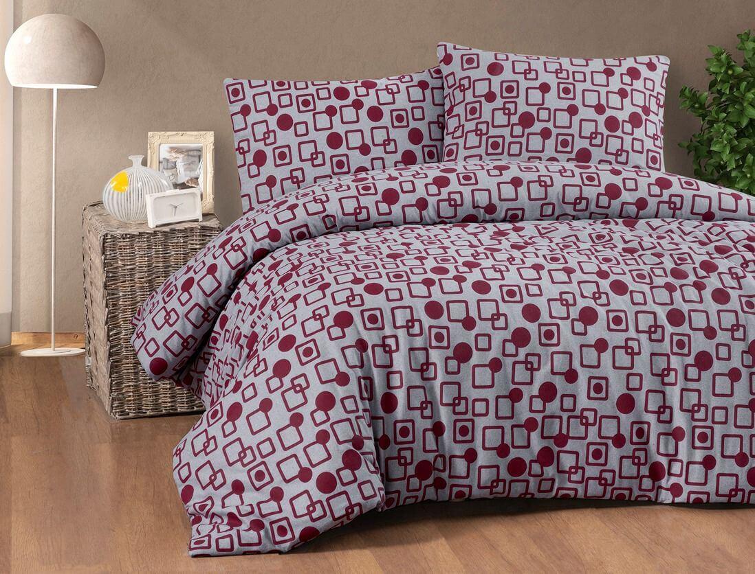 Фланелева постільна білизна Cotton Collection Gomet Red двоспальний євро 200х220см
