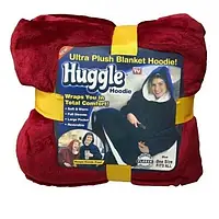 Плед толстовка с капюшоном и рукавами Huggle Hoodie оверсайз Бордовый