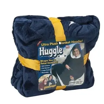 Толстовка плед з капюшоном та рукавами Huggle Hoodie оверсайз Синій