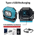 Світлодіодний ліхтарик акумуляторний Блакитний 1500 mAh 900 Lm Акумуляторний світлодіодний ліхтар, фото 5