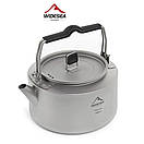 Титановий чайник кемпінговий Widesea 1000 мл та титанова розбірна піч щепочниця Tomshoo для походу туризму набір з титну, фото 3