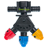 Форсунка для обприскувача 3-позиційна (потрійна) маятникова шлангова прохідна Agroplast 0-100/GW08/P, фото 3