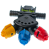 Форсунка для обприскувача 3-позиційна (потрійна) маятникова шлангова прохідна Agroplast 0-100/GW08/P, фото 4