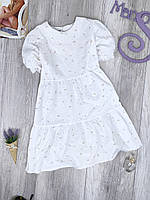 Женское платье с коротким рукавом Karon белое с принтом Размер 38 (S)