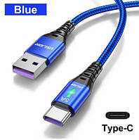 Зарядний кабель USLION USB to Type-C 5A 1 m Blue