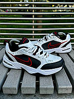 Мужские кожаные кроссовки Nike Air Monarch черно-белые, повседневные модные кроссовки Найк Эир Монарх на осень